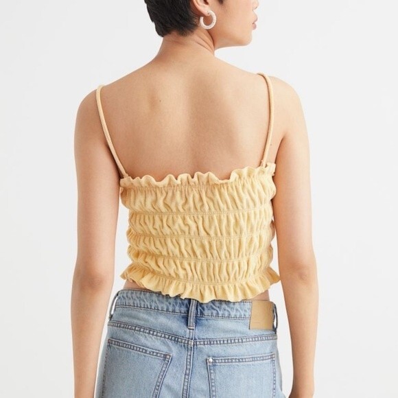 H&M Smocked Terry Tank Top Light Yellow - Picture 3 of 8